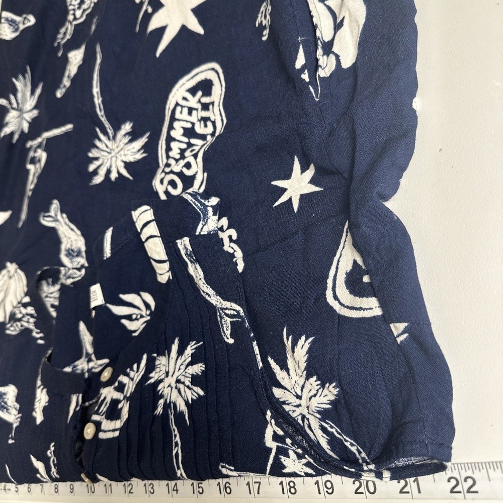 Sonoma Linen Blend Beach Print Pocket Swing Dress Plus Size 0X Coastal Beach - Picture 8 of 10